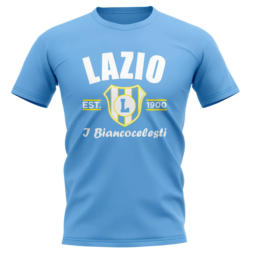 Lazio Established Football T-Shirt (Sky) Polyester Uksoccershop Men's Sky Blue Small