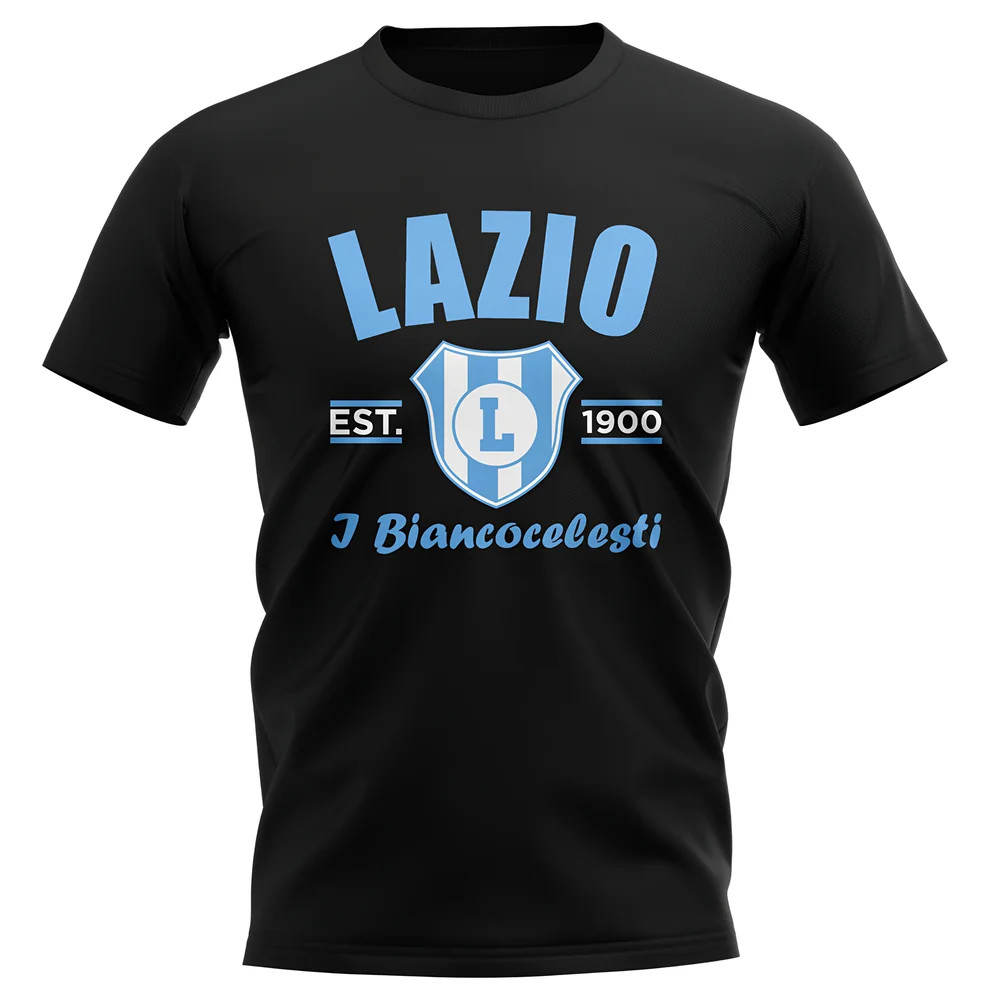 Lazio Established Football T-Shirt (Black) Polyester Uksoccershop Men's Black Small