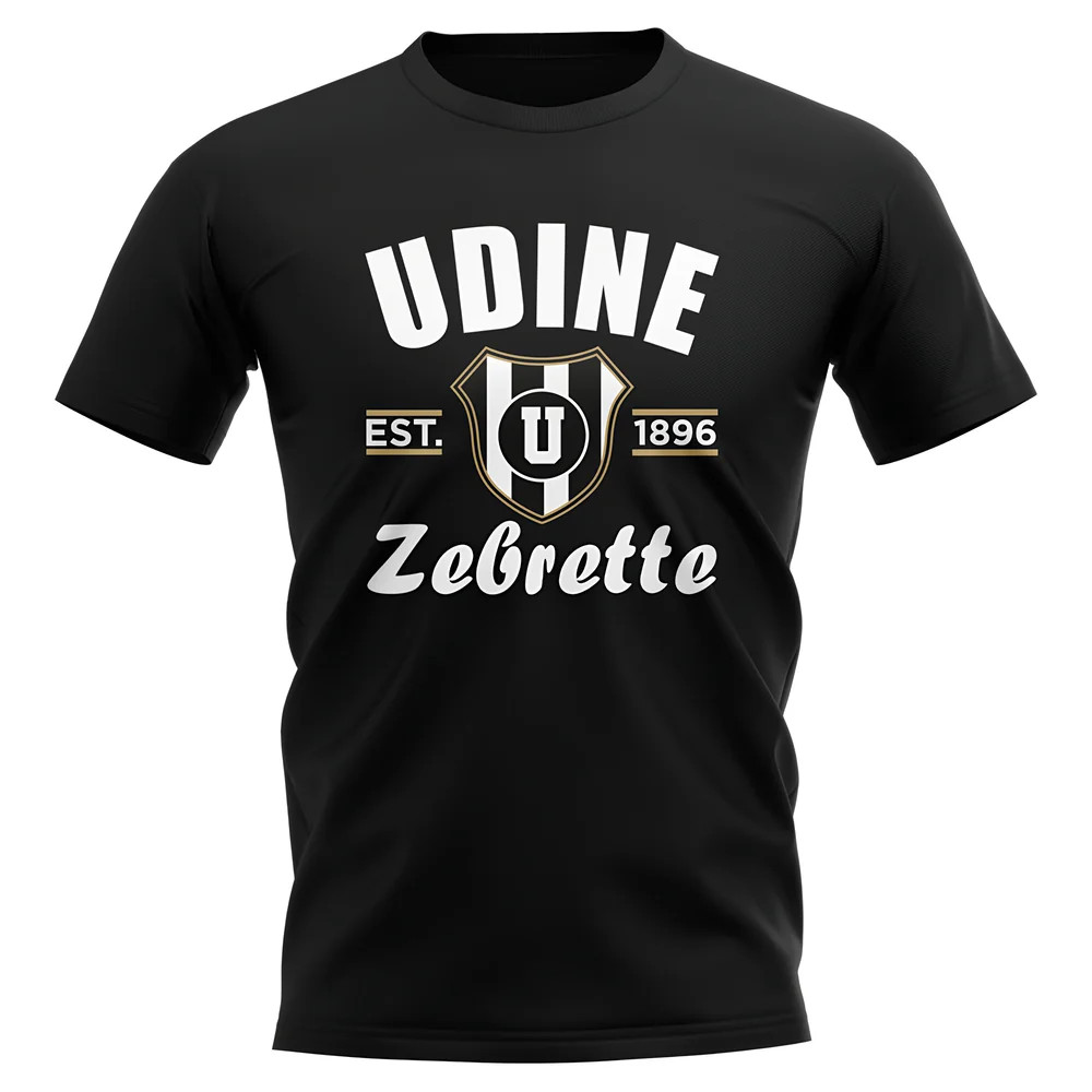 Udinese Established Football T-Shirt (Black) Polyester Uksoccershop Men's Black Medium