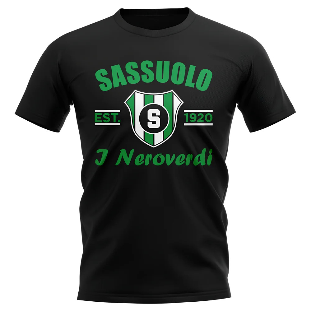 Sassuolo Established Football T-Shirt (Black) Polyester Uksoccershop Men's Black Extra Large