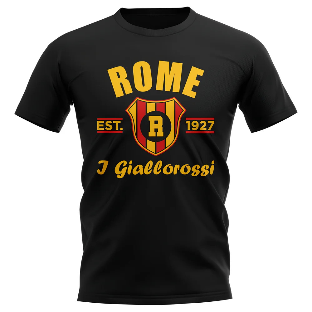 Roma Established Football T-Shirt (Black) Polyester Uksoccershop Men's Black Xxl