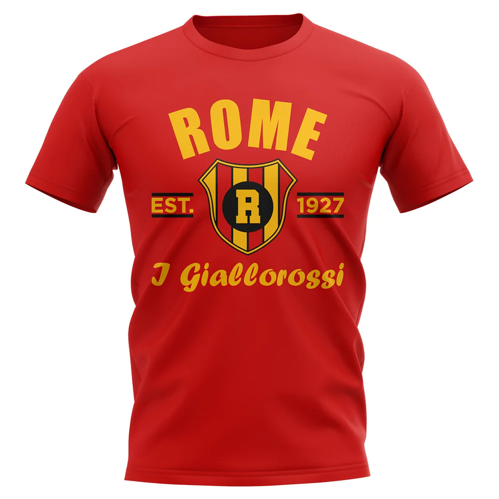 Roma Established Football T-Shirt (Red) Polyester Uksoccershop Men's Red Extra Large