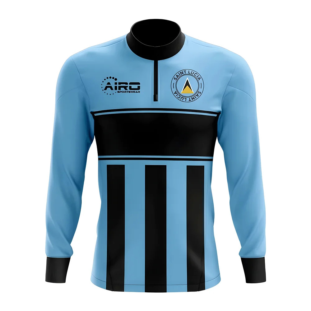 Click to view product details and reviews for Saint Lucia Concept Football Half Zip Midlayer Top Sky Blue Black.