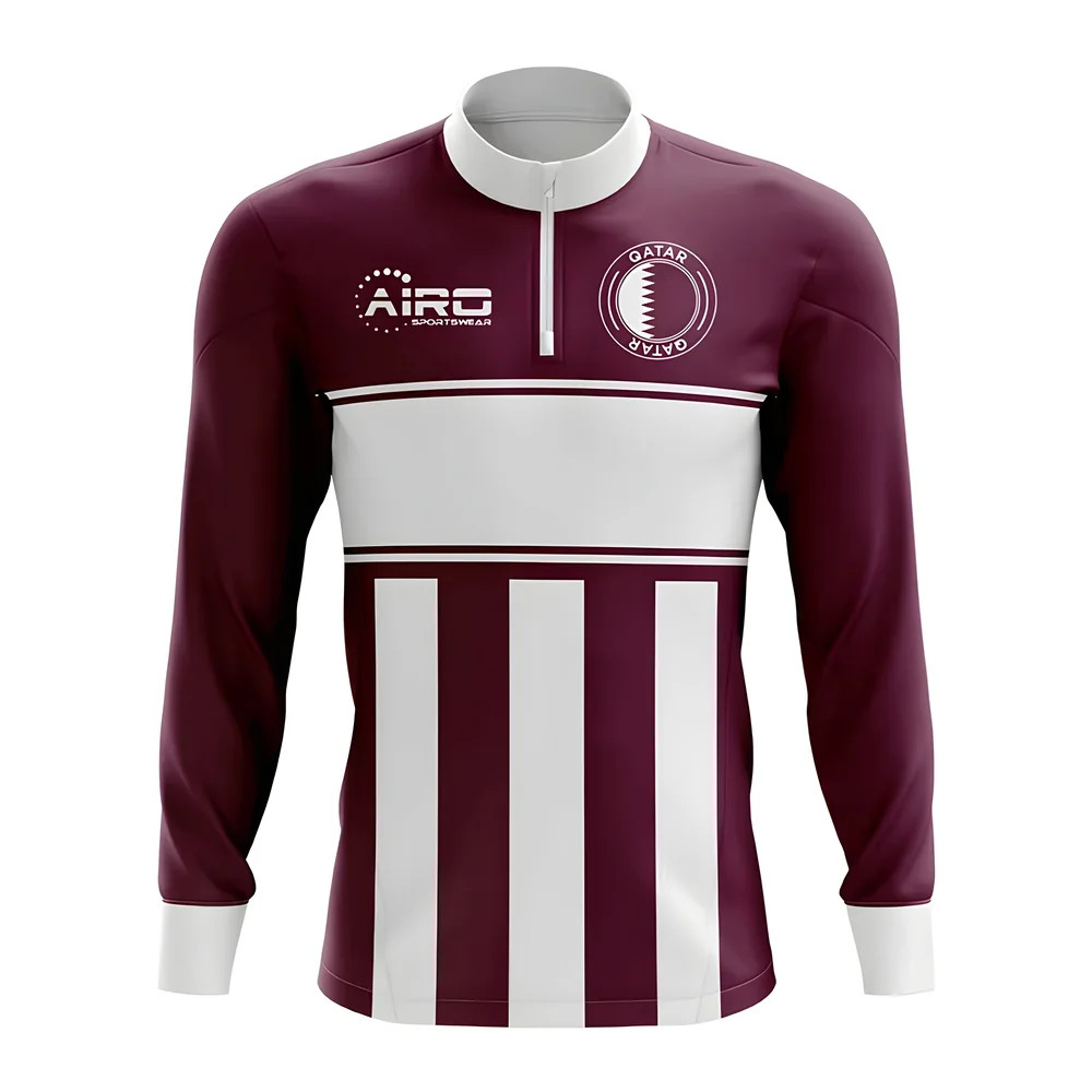 Click to view product details and reviews for Qatar Concept Football Half Zip Midlayer Top Burgundy White.
