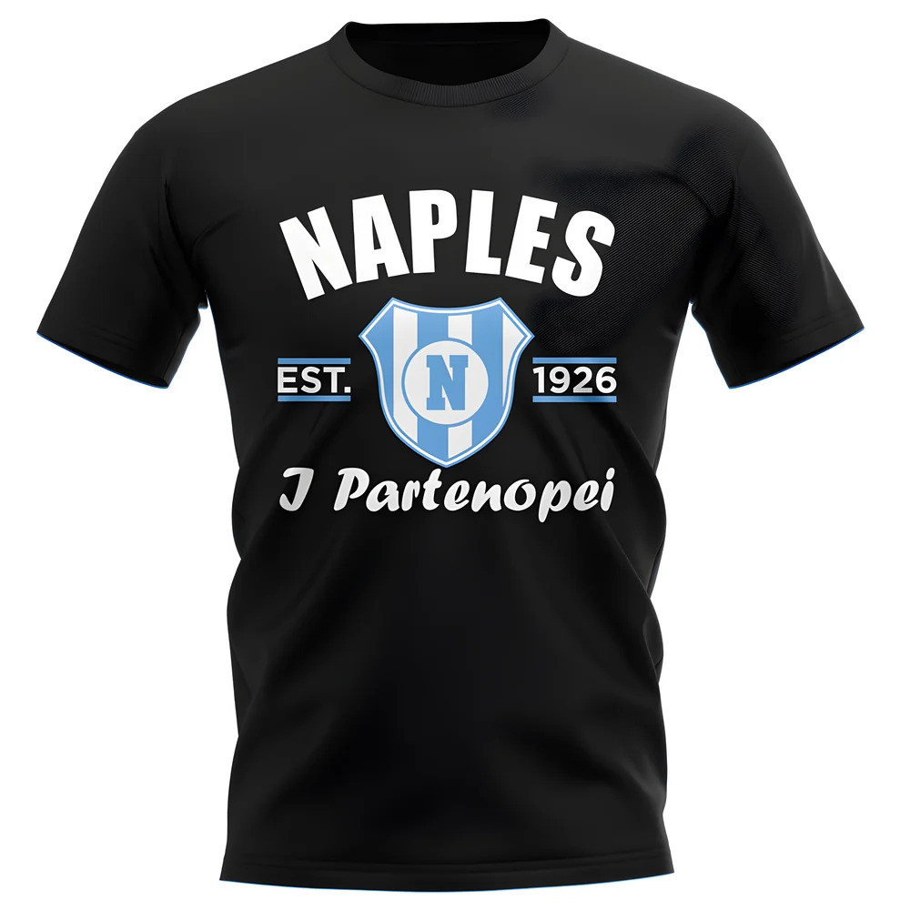 Napoli Established Football T-Shirt (Black) Polyester Uksoccershop Men's Black Xxl