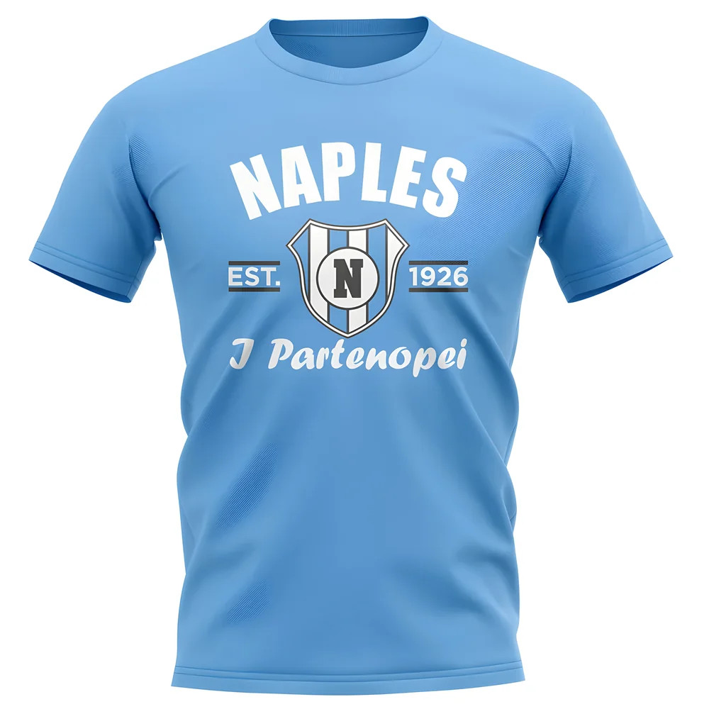 Napoli Established Football T-Shirt (Sky Blue) Polyester Uksoccershop Men's Sky Blue Extra Small