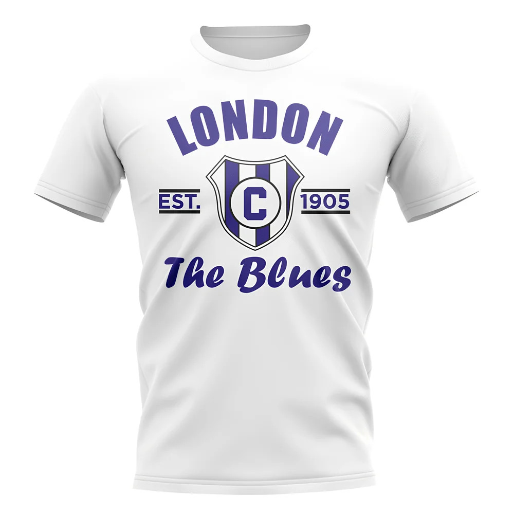 Chelsea Established Football T-Shirt (White) Polyester Uksoccershop Men's White Extra Large