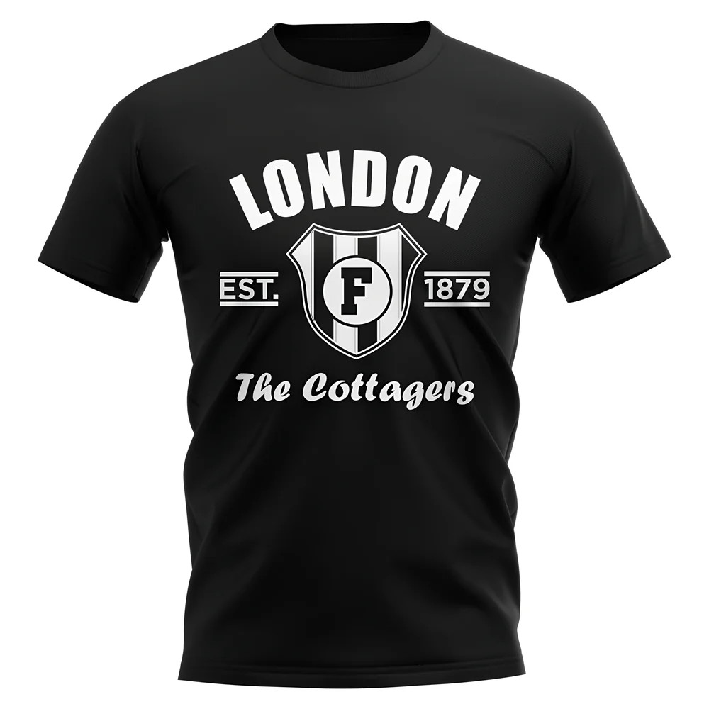 Fulham Established Football T-Shirt (Black) Polyester Uksoccershop Men's Black Extra Small