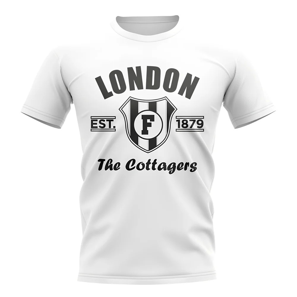 Fulham Established Football T-Shirt (White) Polyester Uksoccershop Men's White Medium
