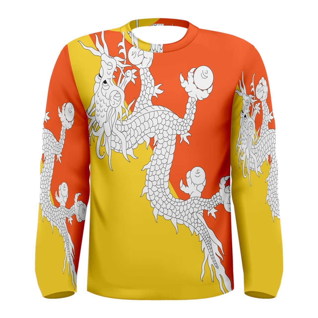 Click to view product details and reviews for Bhutan Flag Long Sleeve Sublimated Sports Jersey.