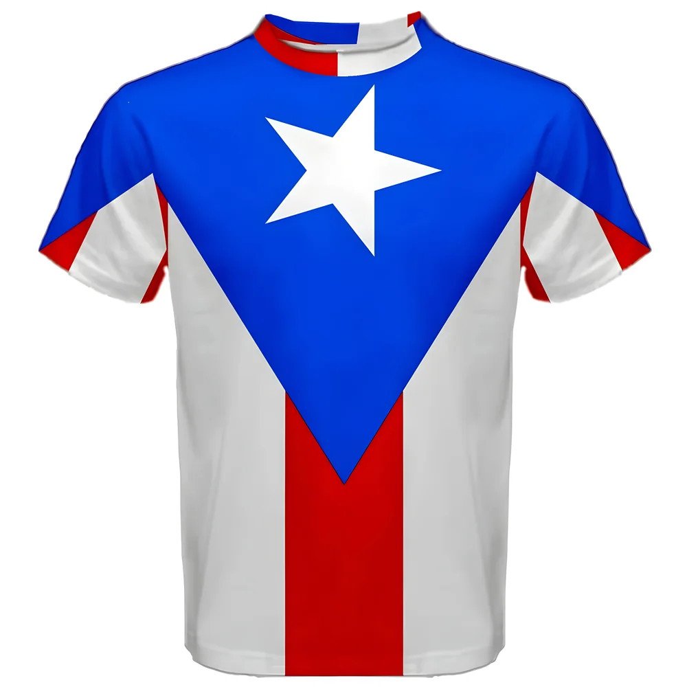Puerto Rico Flag Sublimated Sports Jersey Polyester Made By: Airo Sportswear Men's Blue 5XL