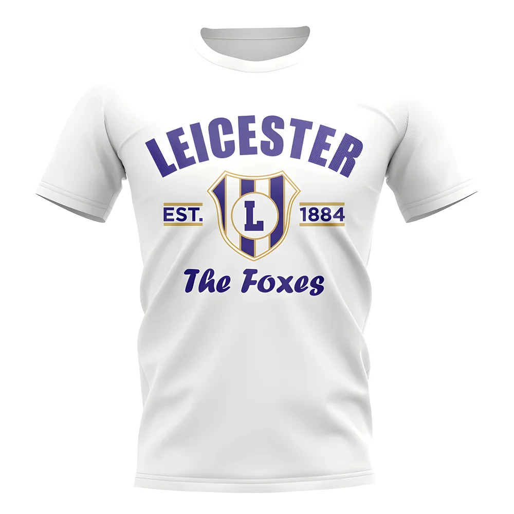 Leicester Established Football T-Shirt (White) Polyester Uksoccershop Men's White Extra Small