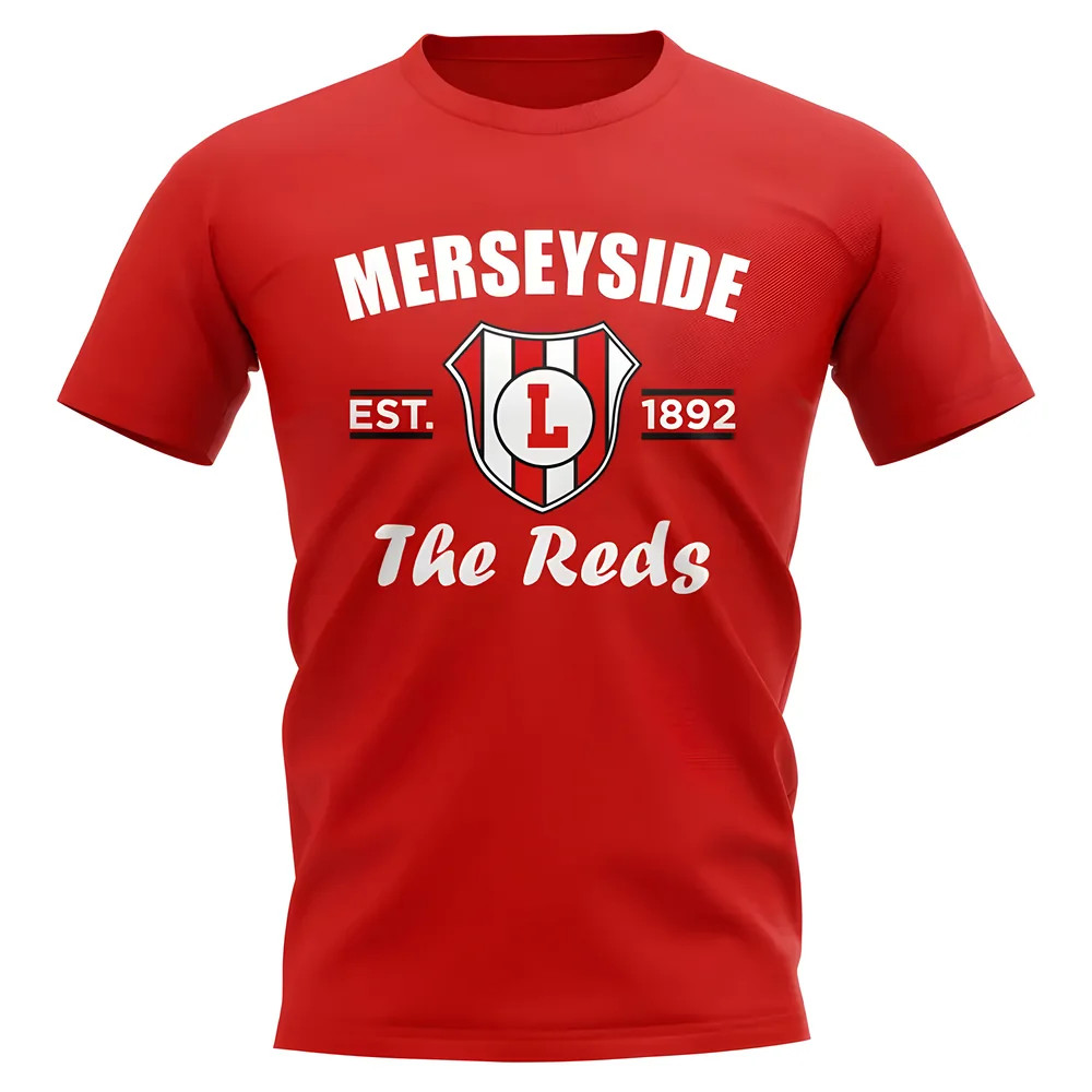 Liverpool Established Football T-Shirt (Red) Polyester Uksoccershop Men's Red Medium