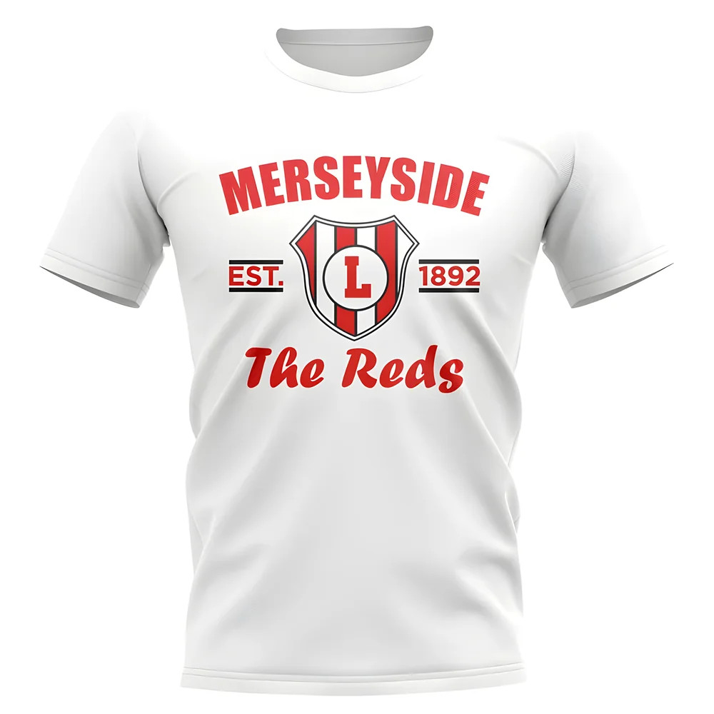 Liverpool Established Football T-Shirt (White) Polyester Uksoccershop Men's White Medium