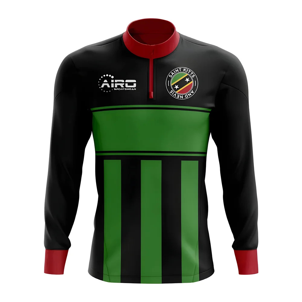 Click to view product details and reviews for Saint Kitts And Nevis Concept Football Half Zip Midlayer Top Black Green.