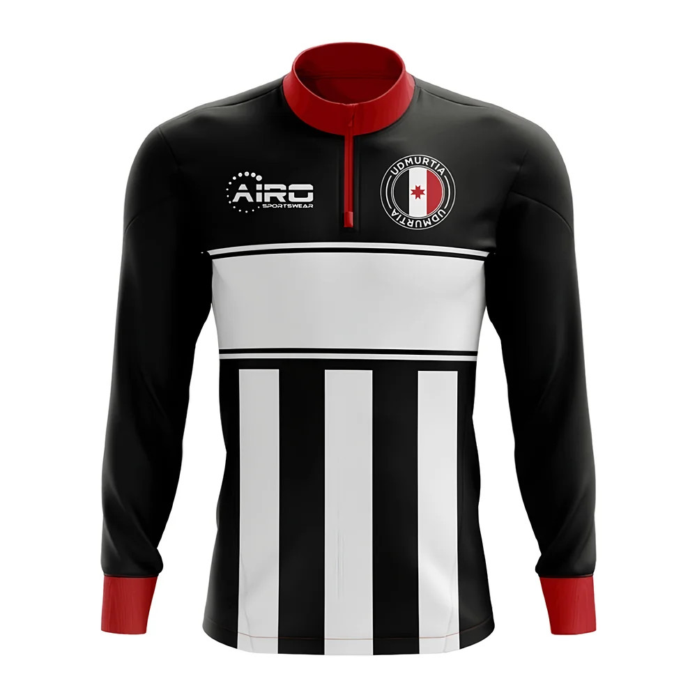 Udmurtia Concept Football Half Zip Midlayer Top (-White) Polyester Psg Made By: Airo Sportswear Men's Black 5XL