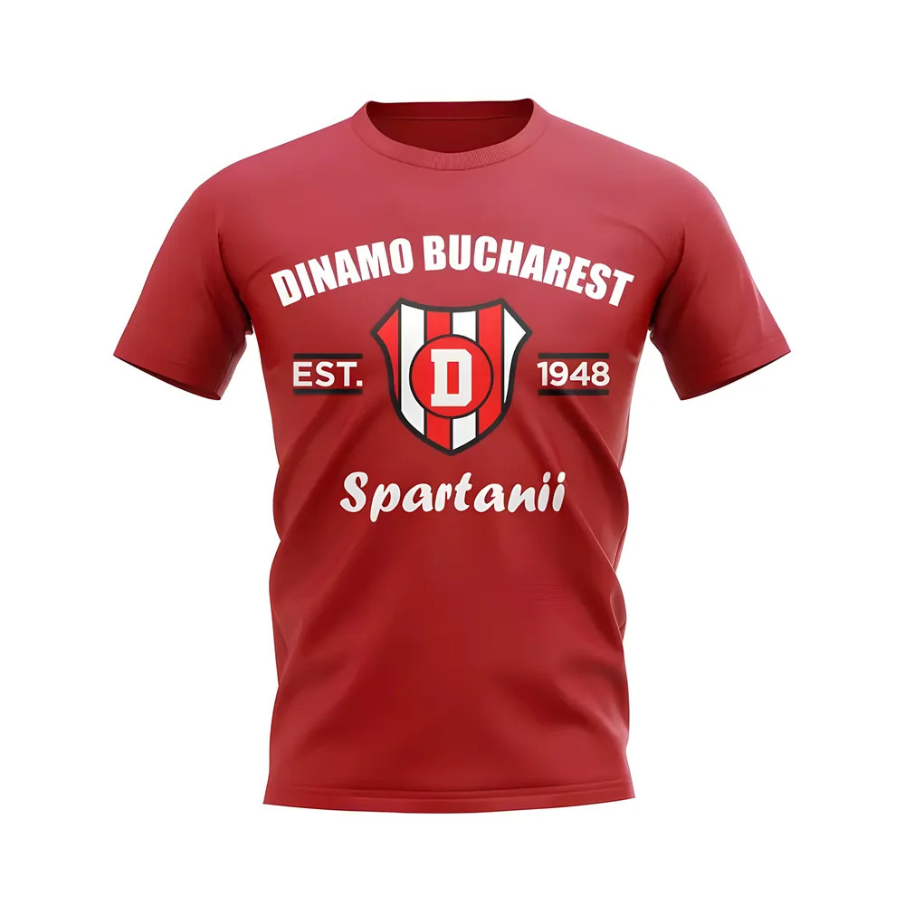 Dinamo Bucharest Established Football T-Shirt (Red) Polyester Uksoccershop Men's Red Extra Small