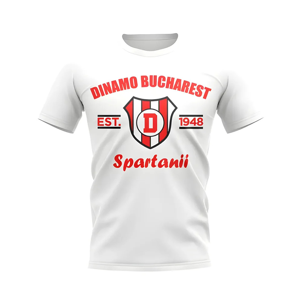 Dinamo Bucharest Established Football T-Shirt (White) Polyester Uksoccershop Men's White Extra Large