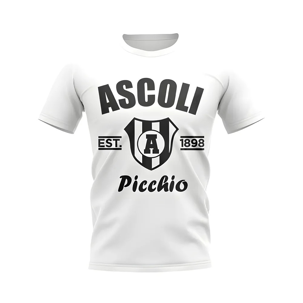 Ascoli Established Football T-Shirt (White) Polyester Uksoccershop Men's White Extra Large