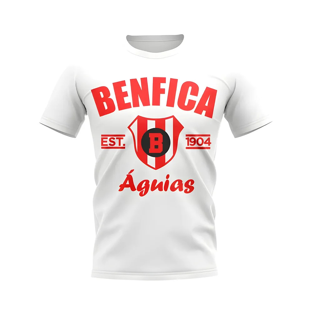 Benfica Established Football T-Shirt (White) Polyester Uksoccershop Men's White Extra Large