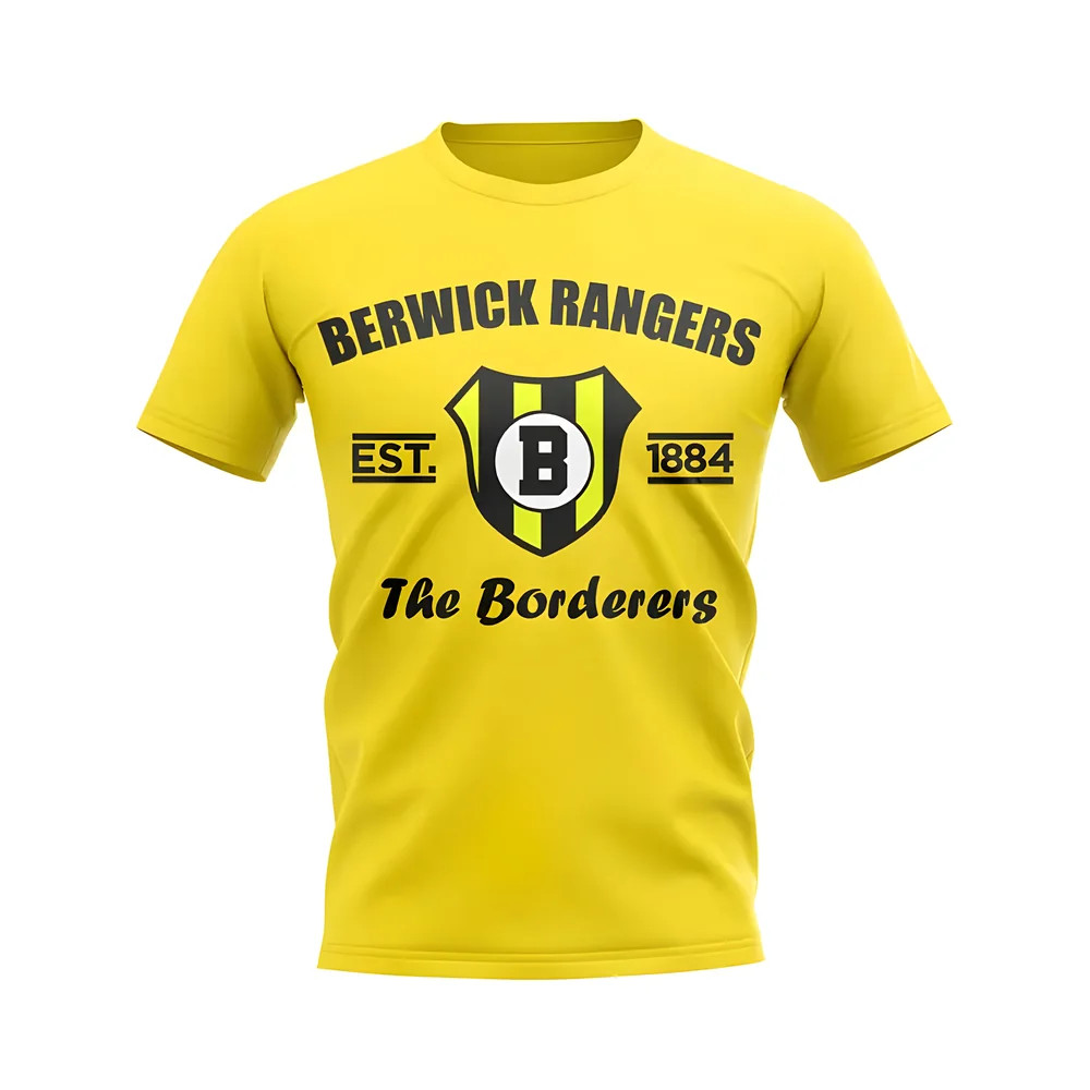 Berwick Rangers Established Football T-Shirt (Yellow) Polyester Uksoccershop Men's Yellow Xxl