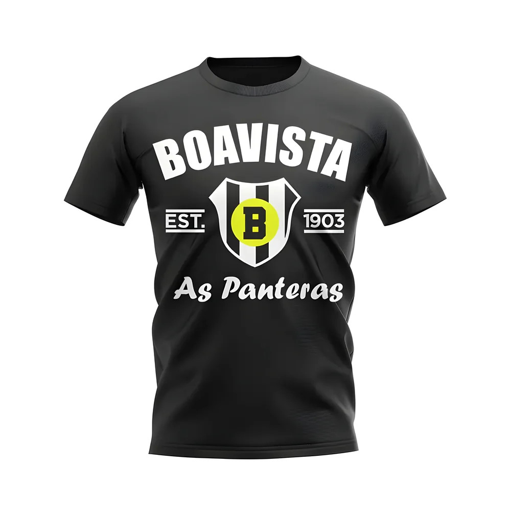 Boavista Established Football T-Shirt (Black) Polyester Uksoccershop Men's Black Small