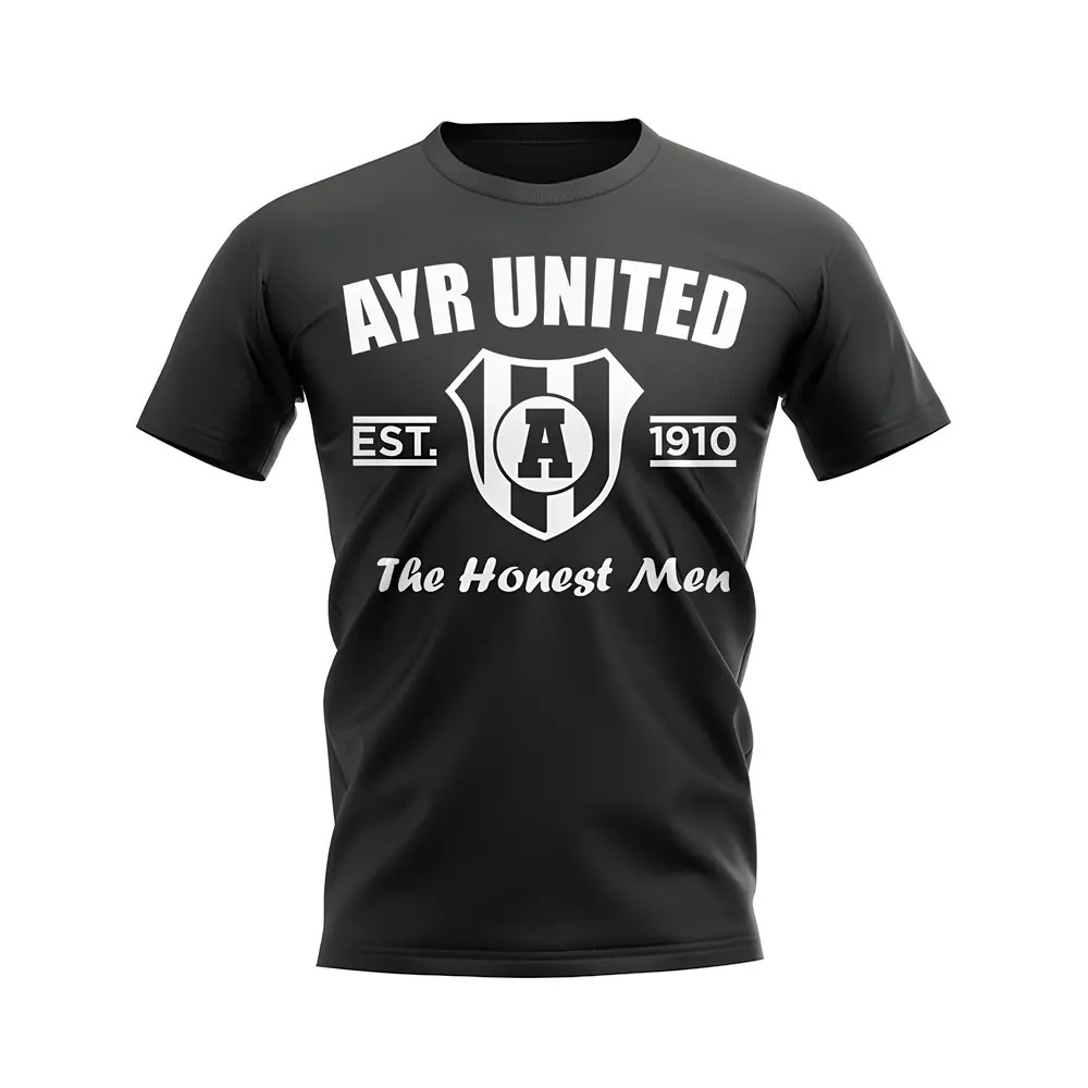 Ayr United Established Football T-Shirt (Black) Polyester Uksoccershop Men's Black Xxl