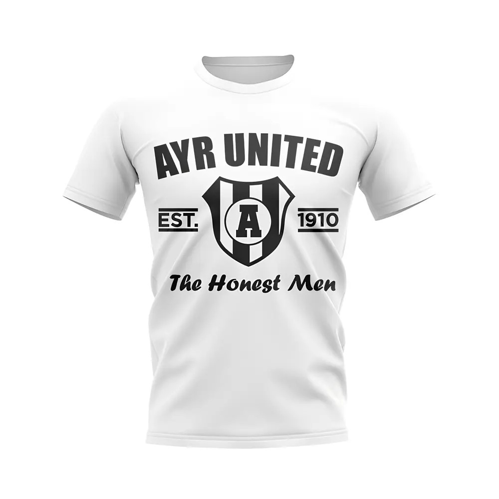 Ayr United Established Football T-Shirt (White) Polyester Uksoccershop Men's White Medium