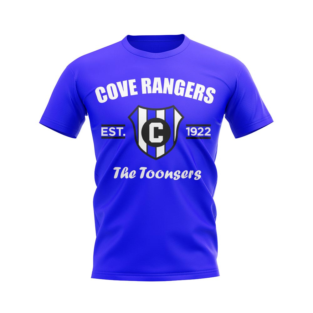 Cove Rangers Established Football T-Shirt (Blue) Polyester Uksoccershop Men's Blue Large