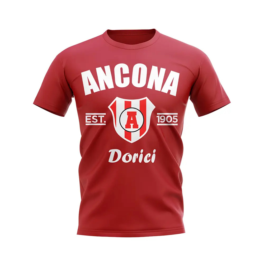 Ancona Established Football T-Shirt (Red) Polyester Uksoccershop Men's Red Medium