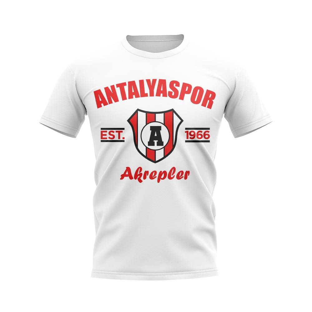 Antalyaspor Established Football T-Shirt (White) Polyester Uksoccershop Men's White Large