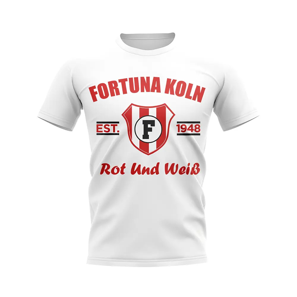 Fortuna Koln Established Football T-Shirt (White) Polyester Fc Koln Uksoccershop Men's White Medium