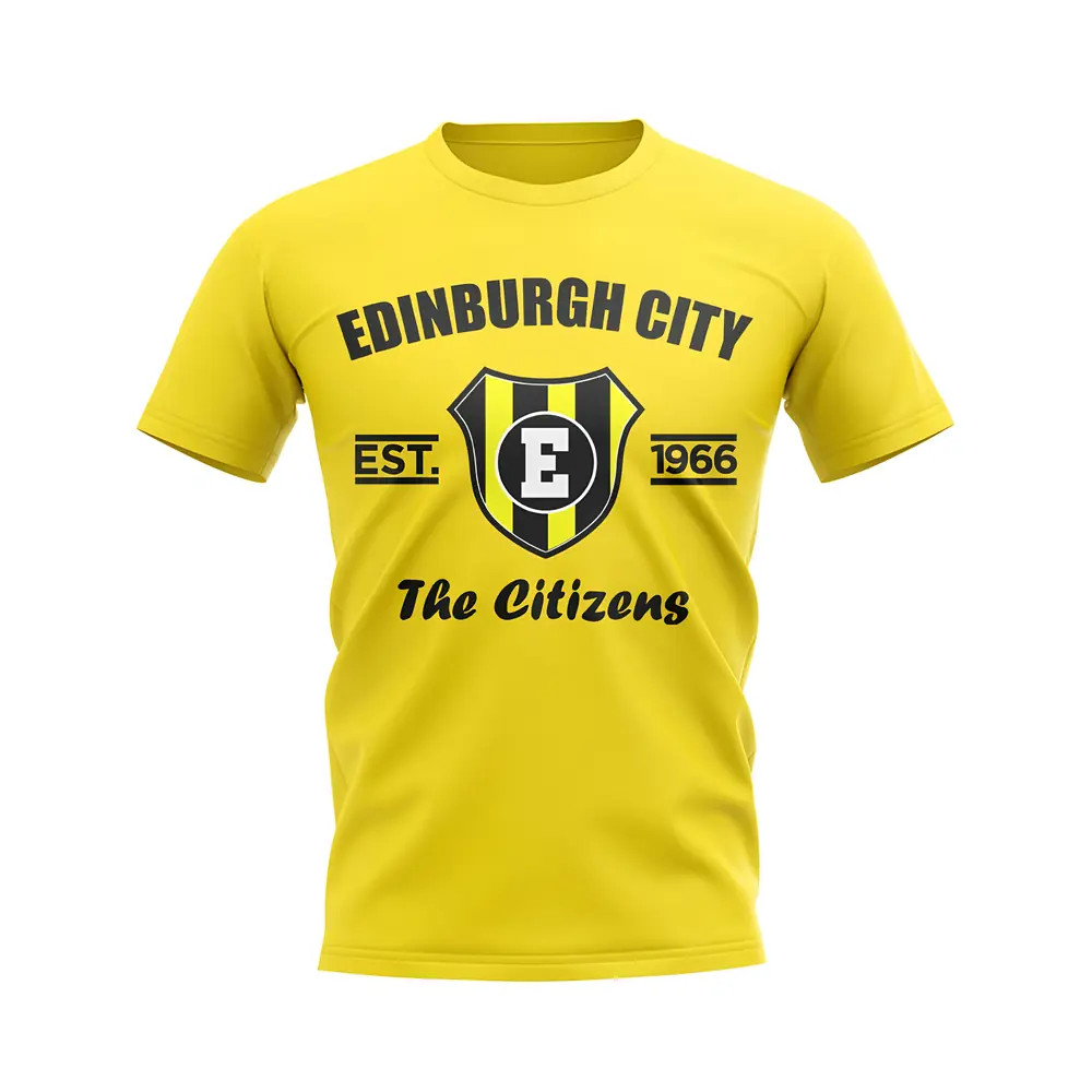 Edinburgh City Established Football T-Shirt (Black) Polyester Aston Villa Uksoccershop Men's Black Medium