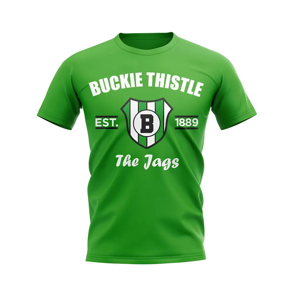 Buckie Thistle Established Football T-Shirt (Green) Polyester Aston Villa Uksoccershop Men's Green Small