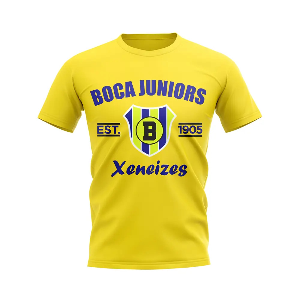 Boca Juniors Established Football T-Shirt (Yellow) Polyester Uksoccershop Men's Yellow Xxl