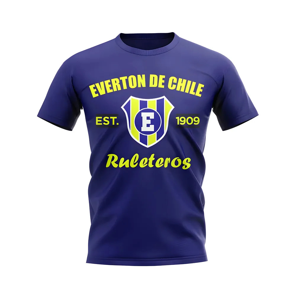 Everton De Chile Established Football T-Shirt (Navy) Polyester Uksoccershop Men's Navy Xxl