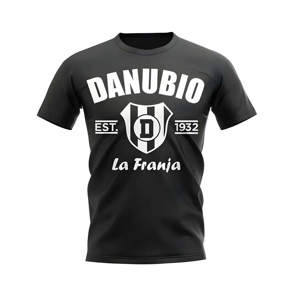 Danubio Established Football T-Shirt (Black) Polyester Aston Villa Uksoccershop Men's Black Xxl