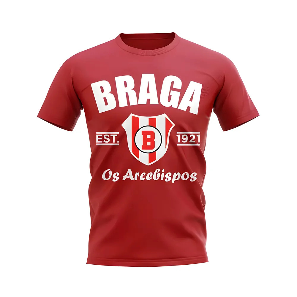 Sporting Braga Established Football T-Shirt (Red) Polyester Uksoccershop Men's Red Xxl