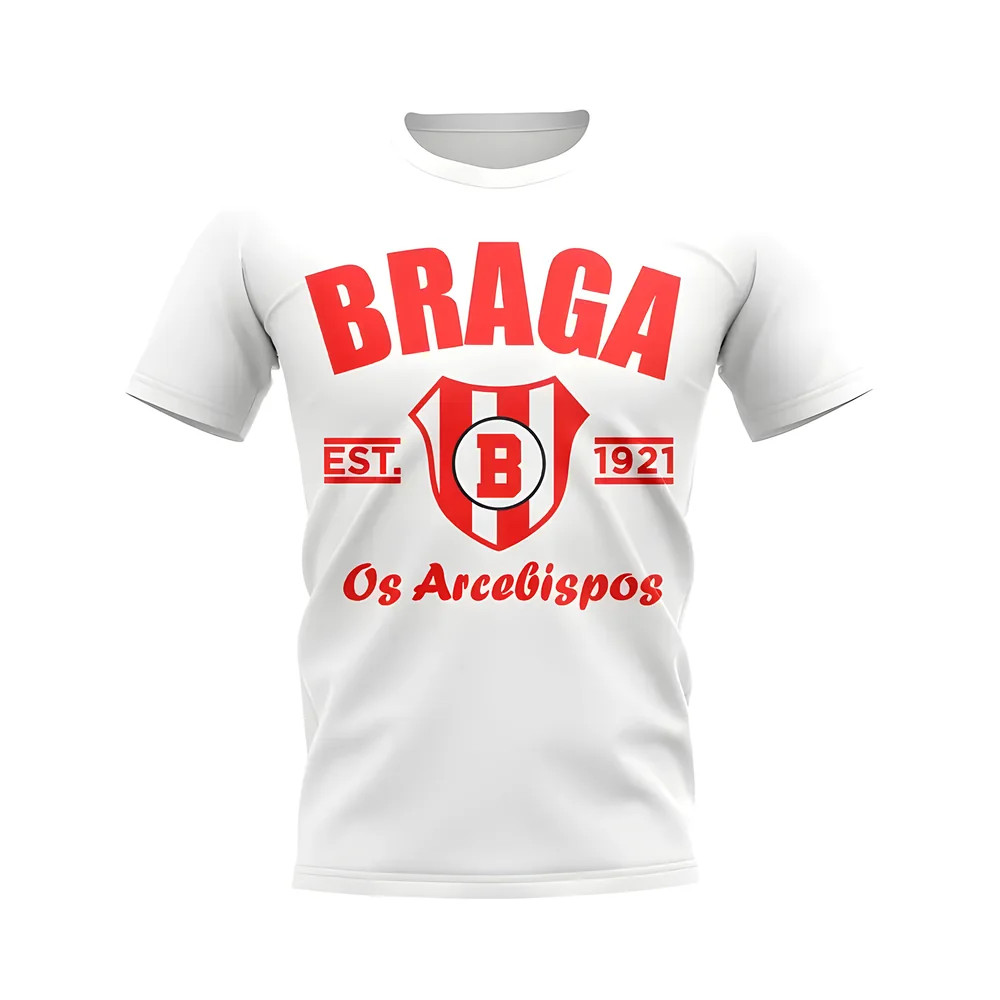 Sporting Braga Established Football T-Shirt (White) Polyester Uksoccershop Men's White Xxl