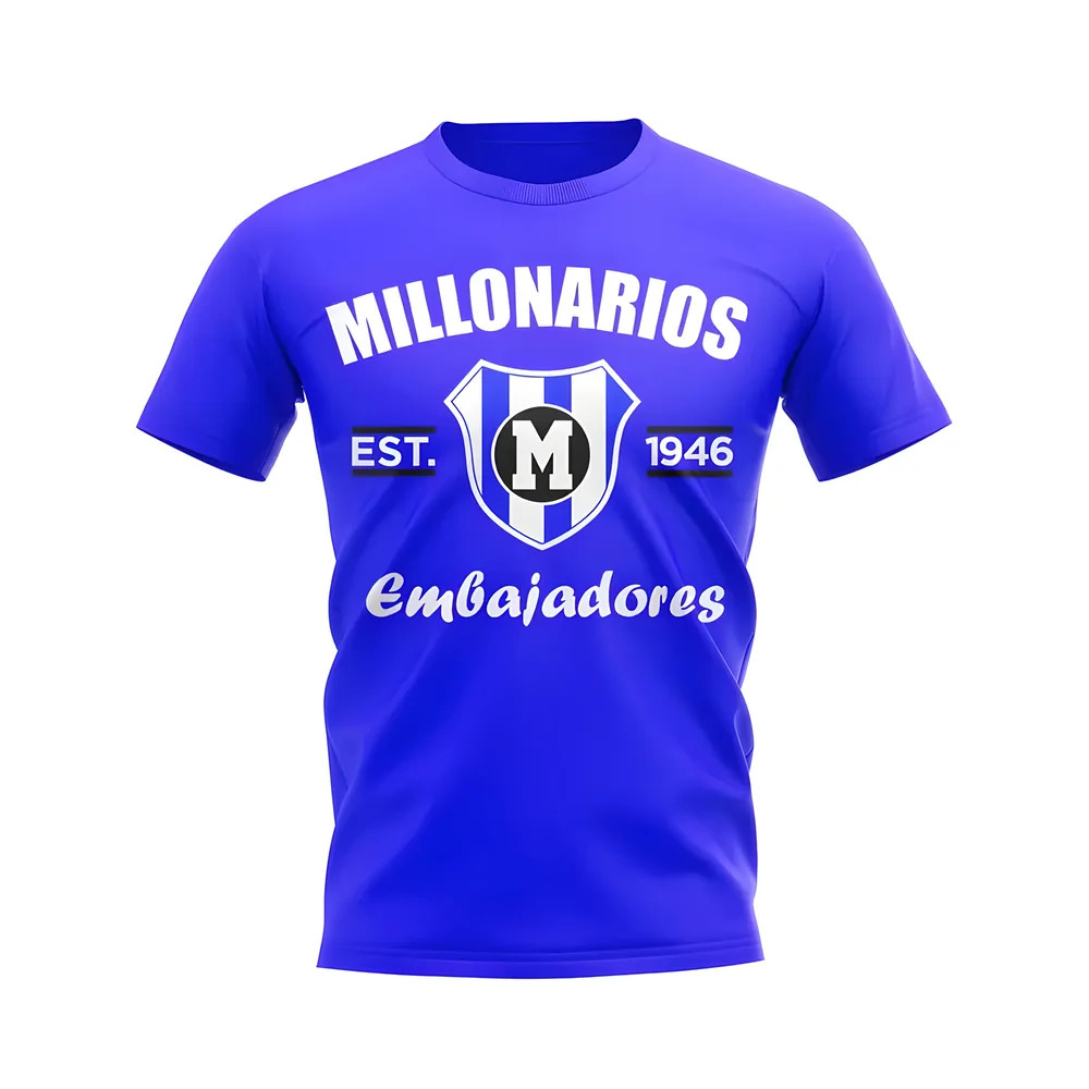 Millonarios Established Football T-Shirt (Royal) Polyester Aston Villa Uksoccershop Men's Blue Small