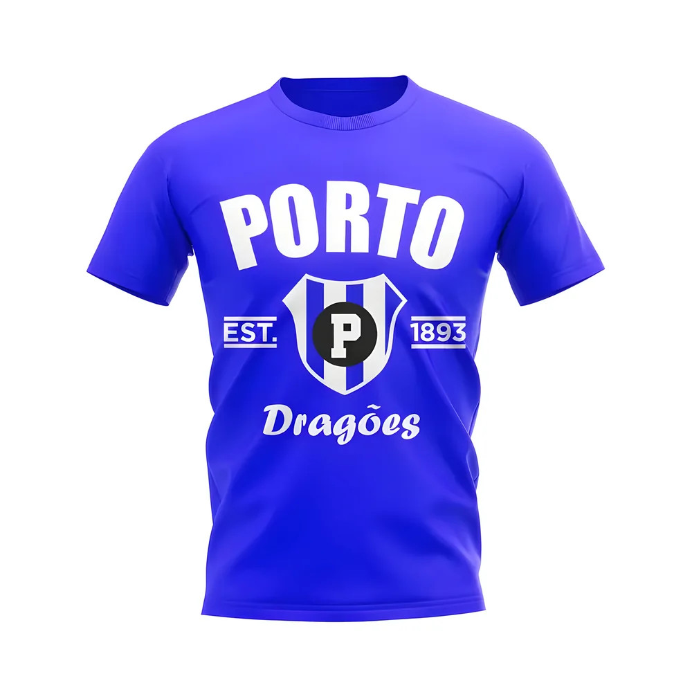 Porto Established Football T-Shirt (Royal) Polyester Uksoccershop Men's Blue Large