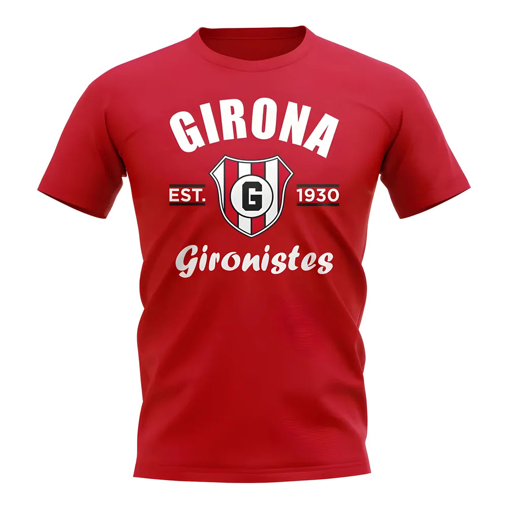 Girona Established Football T-Shirt (Red) Polyester Uksoccershop Men's Red Medium