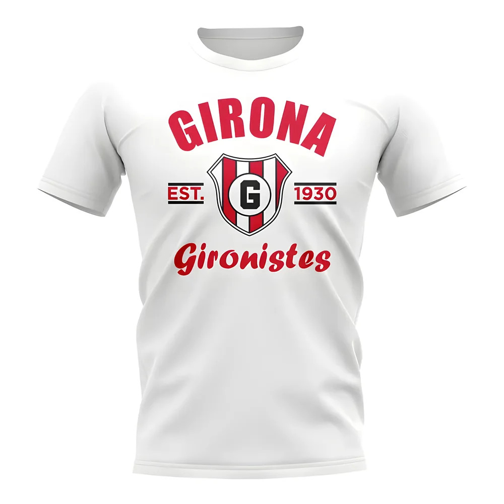 Girona Established Football T-Shirt (White) Polyester Uksoccershop Men's White Medium