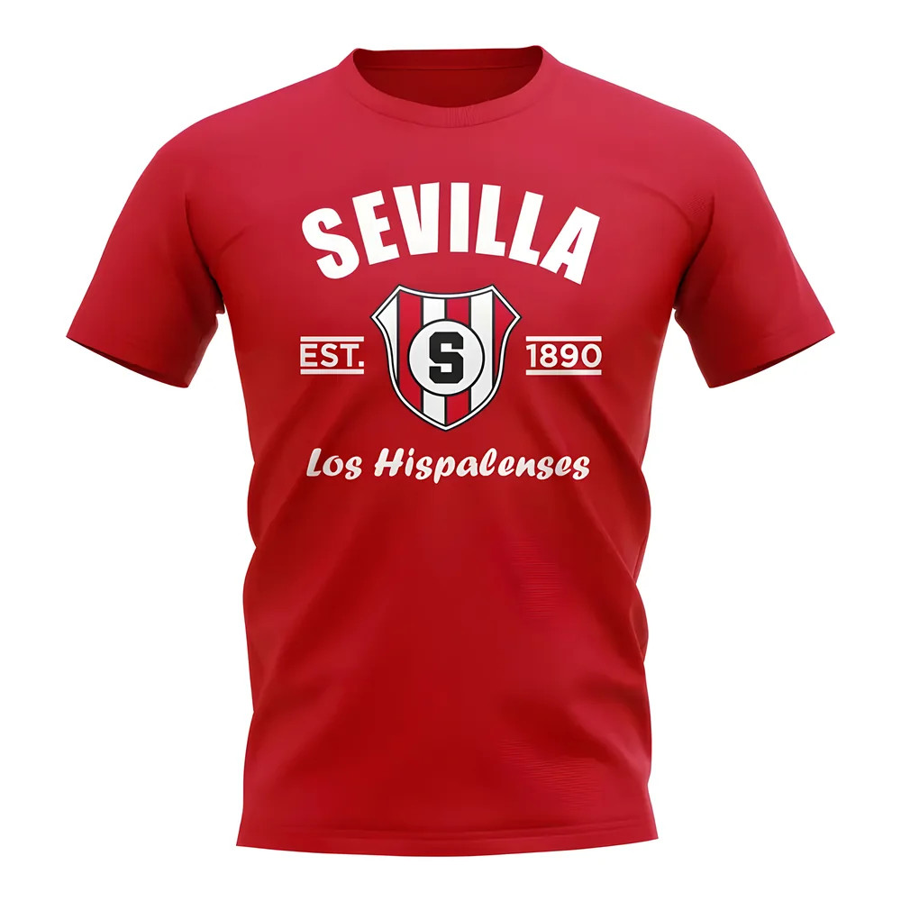 Seville Established Football T-Shirt (Red) Polyester Sevilla Uksoccershop Men's Red Extra Large