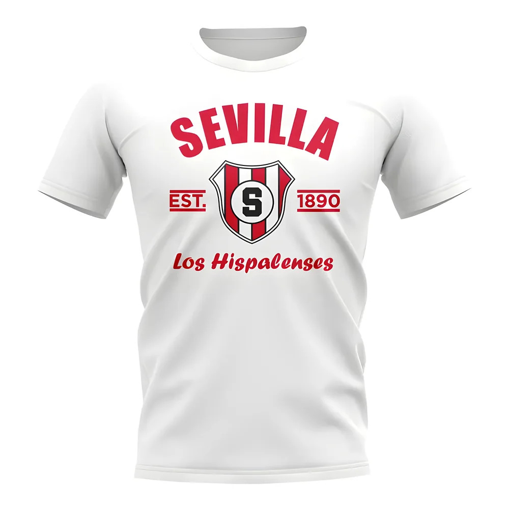 Seville Established Football T-Shirt (White) Polyester Sevilla Uksoccershop Men's White Extra Small