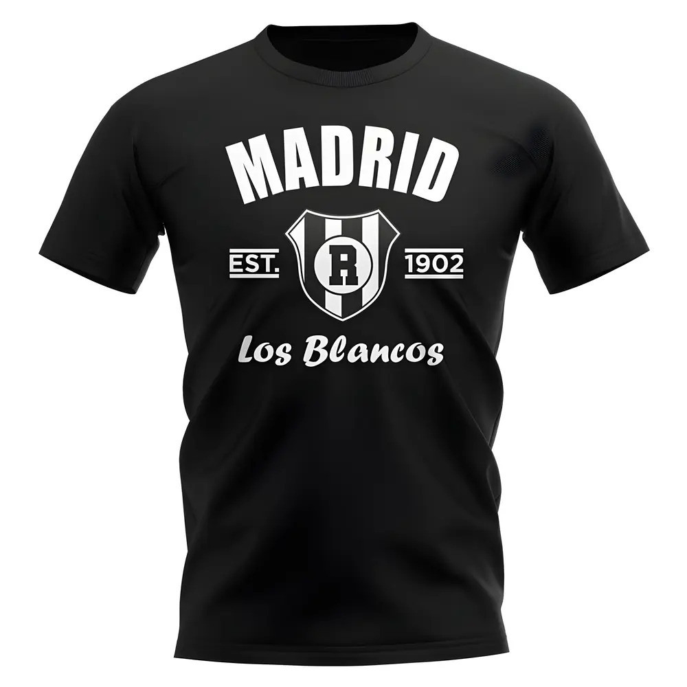 Real Madrid Established Football T-Shirt (Black) Polyester Uksoccershop Men's Black Medium