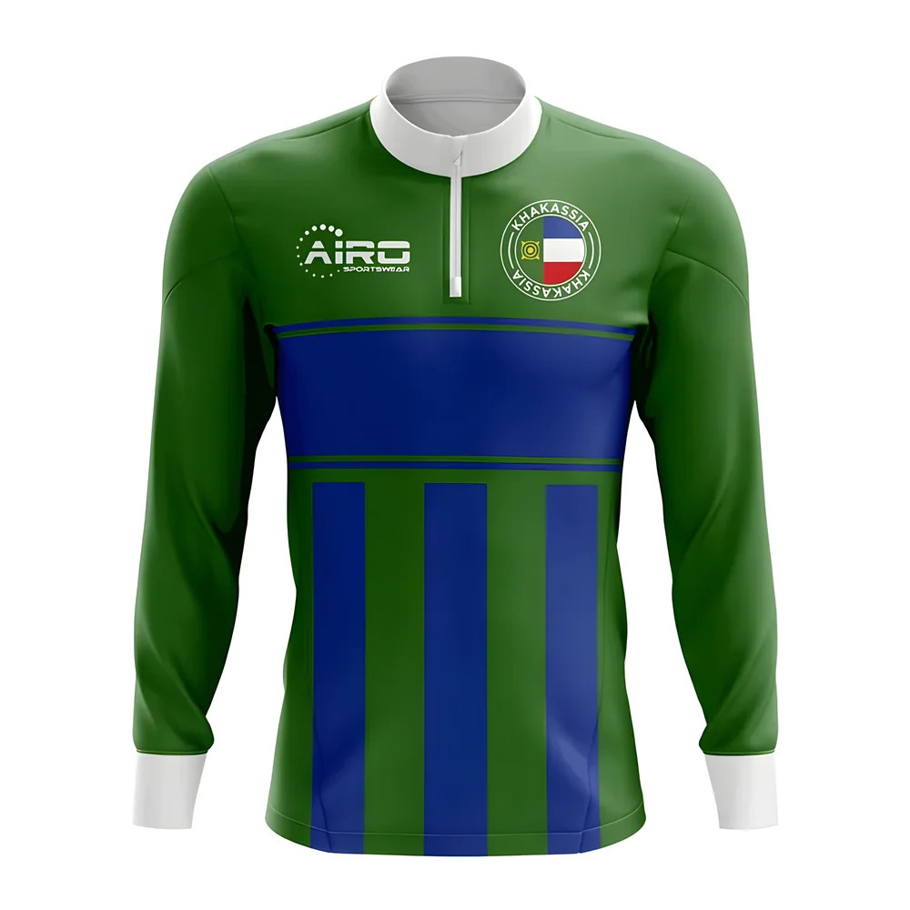 Khakassia Concept Football Half Zip Midlayer Top (Green-) Polyester Psg Made By: Airo Sportswear Men's Blue 5XL