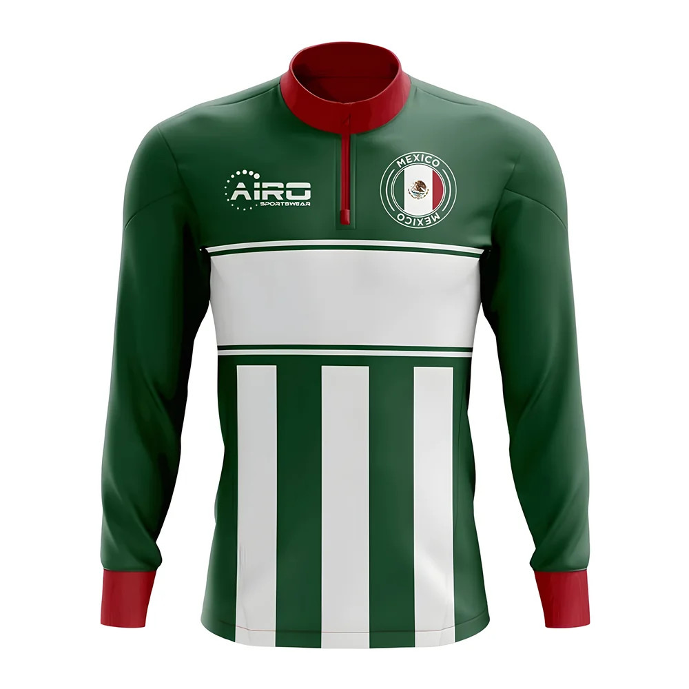 Mexico Concept Football Half Zip Midlayer Top (-White) Polyester Made By: Airo Sportswear Men's Green 5XL