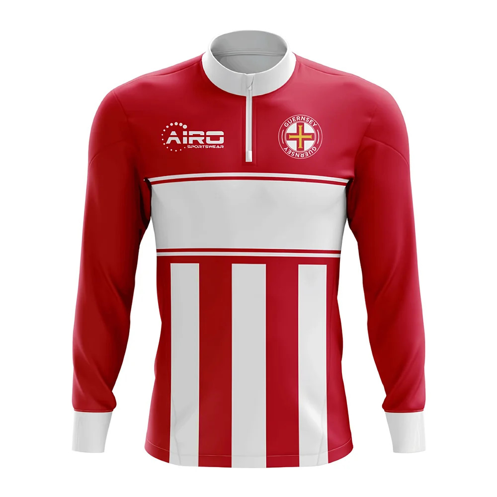 Guernsey Concept Football Half Zip Midlayer Top (-White) Polyester Psg Made By: Airo Sportswear Men's Red 5XL