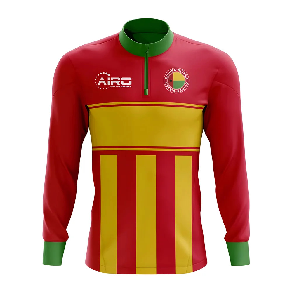 Guinea Bissau Concept Football Half Zip Midlayer Top (-Yellow) Polyester Made By: Airo Sportswear Men's Red 4XL